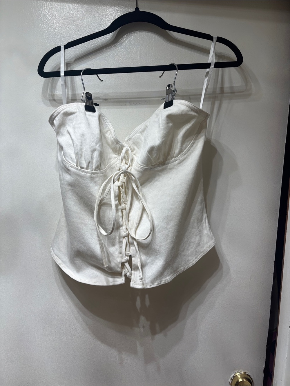 Fashion Nova White Lace-Up Corset Camisole